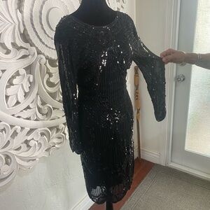 Black Vintage Sequins Cocktail Dress